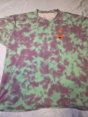 Nike XL Green & Purple Tie-Dye Short Sleeve Tee with Orange Logo